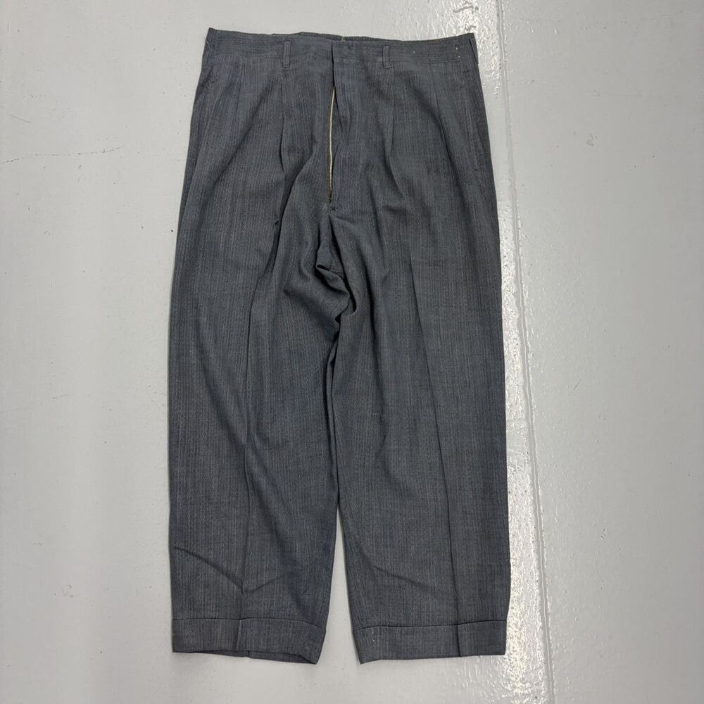 NOS Vintage 50s Blue Cotton Pattern Drop Loop Pants 34x25